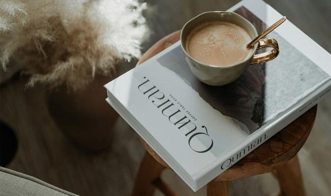 a cup of coffee on a table