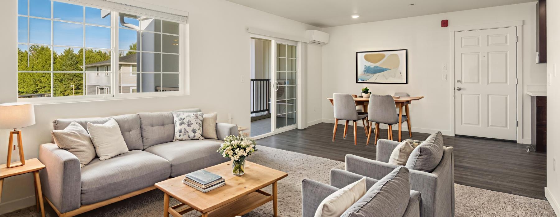 a living room with a couch and a coffee table